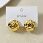 Gold Meteor Dented Stud Earrings Nestasia
