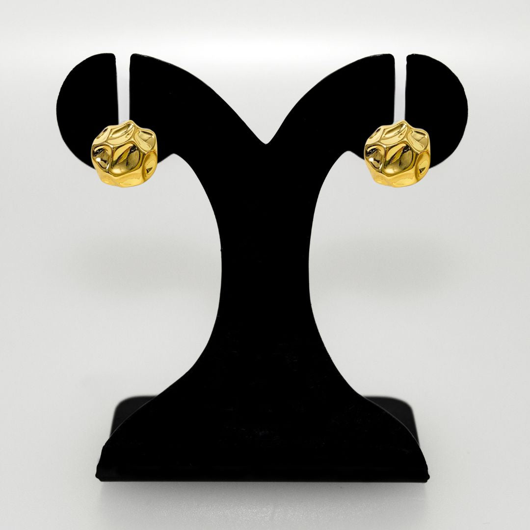 Gold Meteor Dented Stud Earrings Nestasia