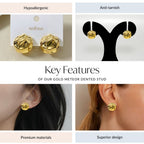 Gold Meteor Dented Stud Earrings Nestasia