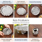 Floral Pooja Thali And Kalash Set 19cm Nestasia