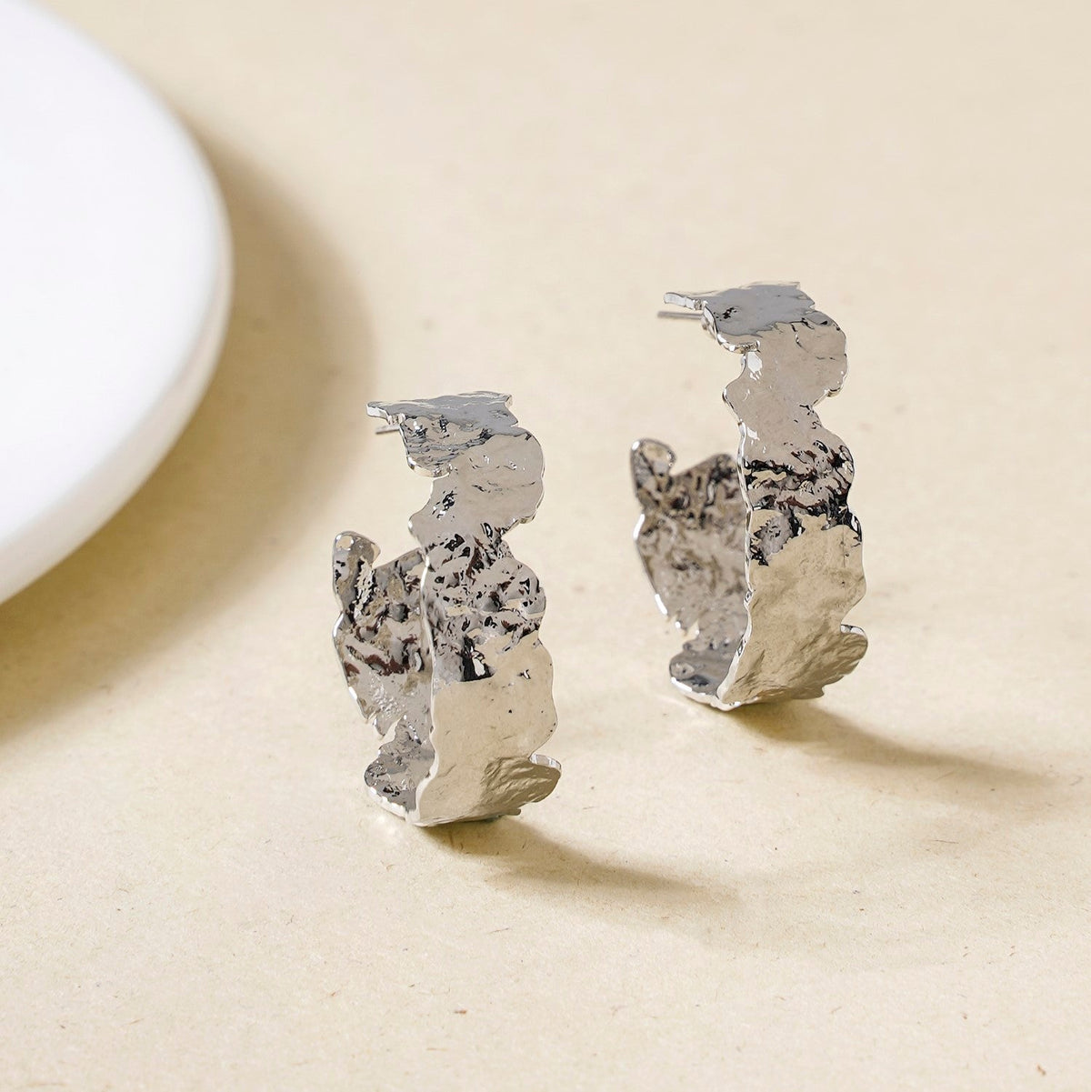Silver Rippled Hoops Nestasia