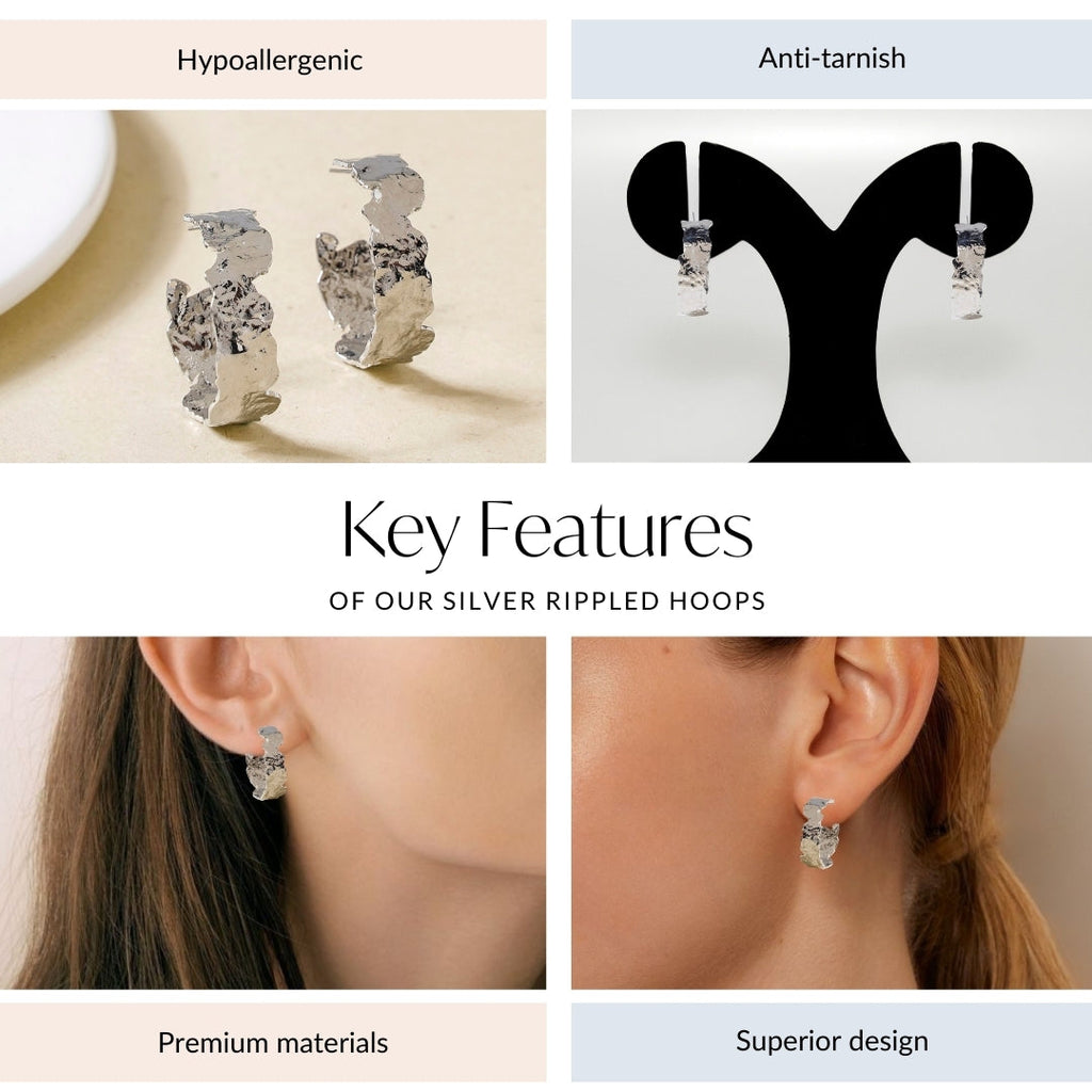 Silver Rippled Hoops Nestasia