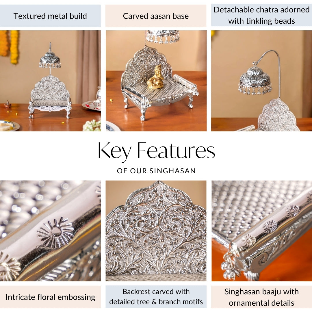 Silver Singhasan With Detachable Chatra Nestasia