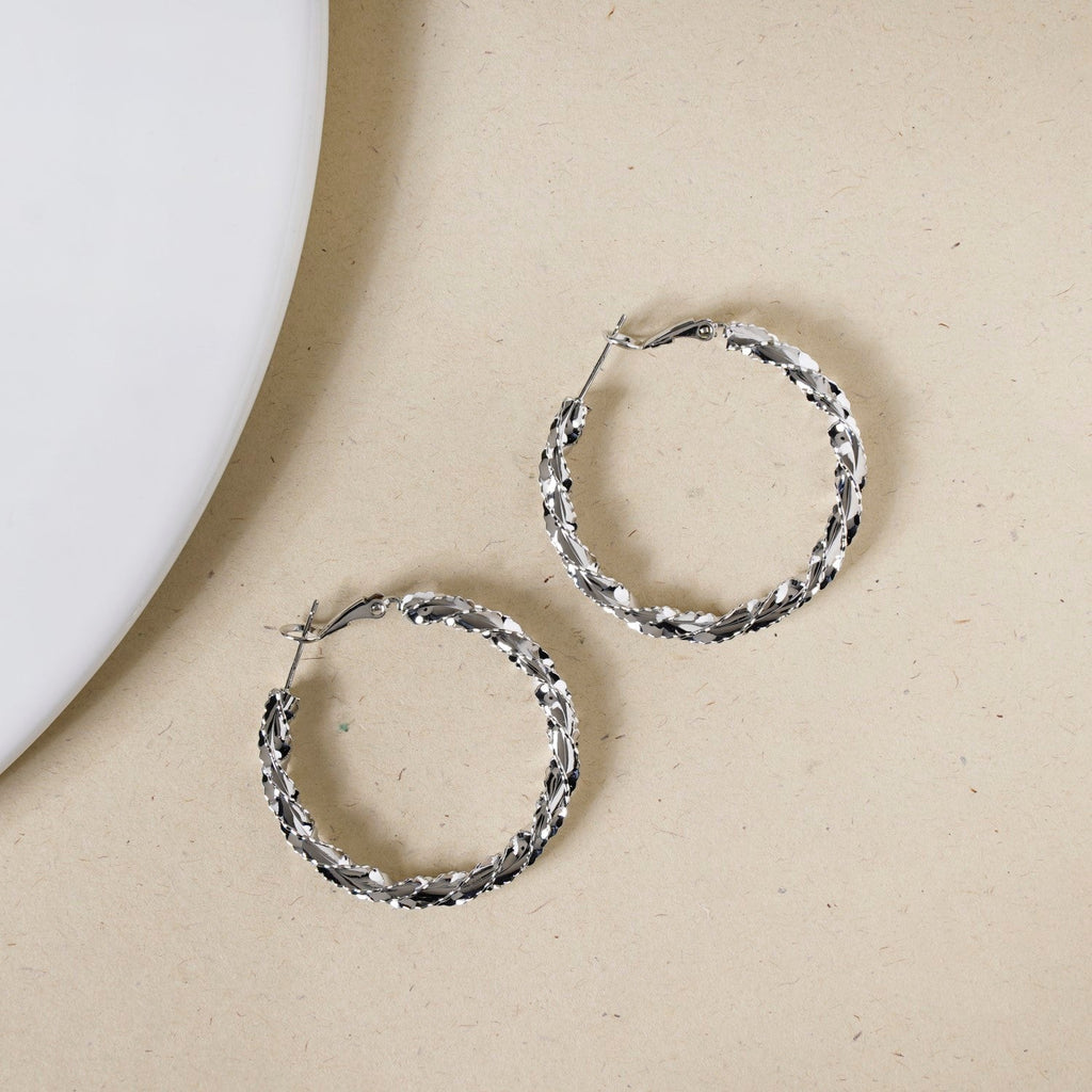 Silver Swirl Metallic Hoops Nestasia