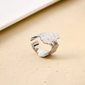 Silver Terrain Textured Statement Ring Nestasia