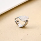 Silver Terrain Textured Statement Ring Nestasia