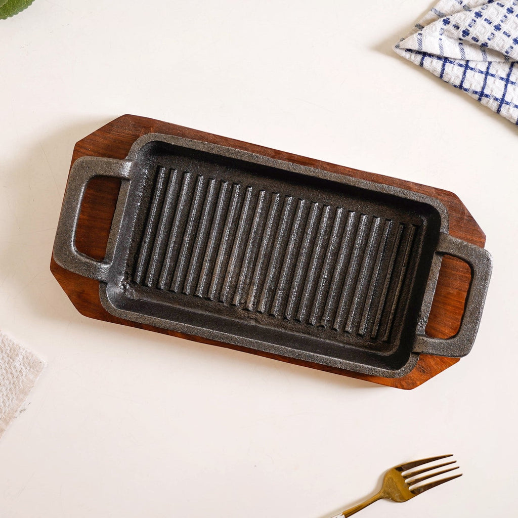 Sizzler Hotplate Grill With Wooden Tray Nestasia
