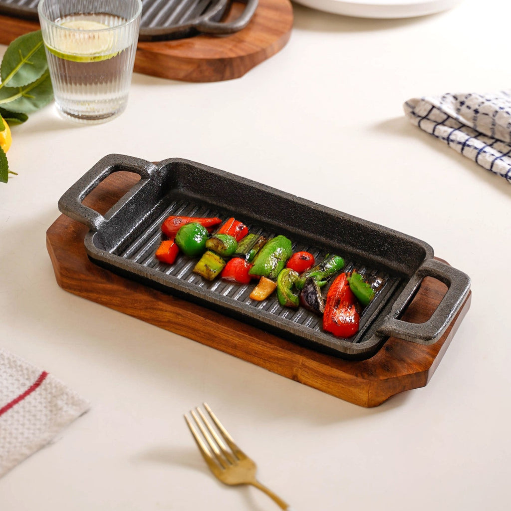 Sizzler Hotplate Grill With Wooden Tray Nestasia