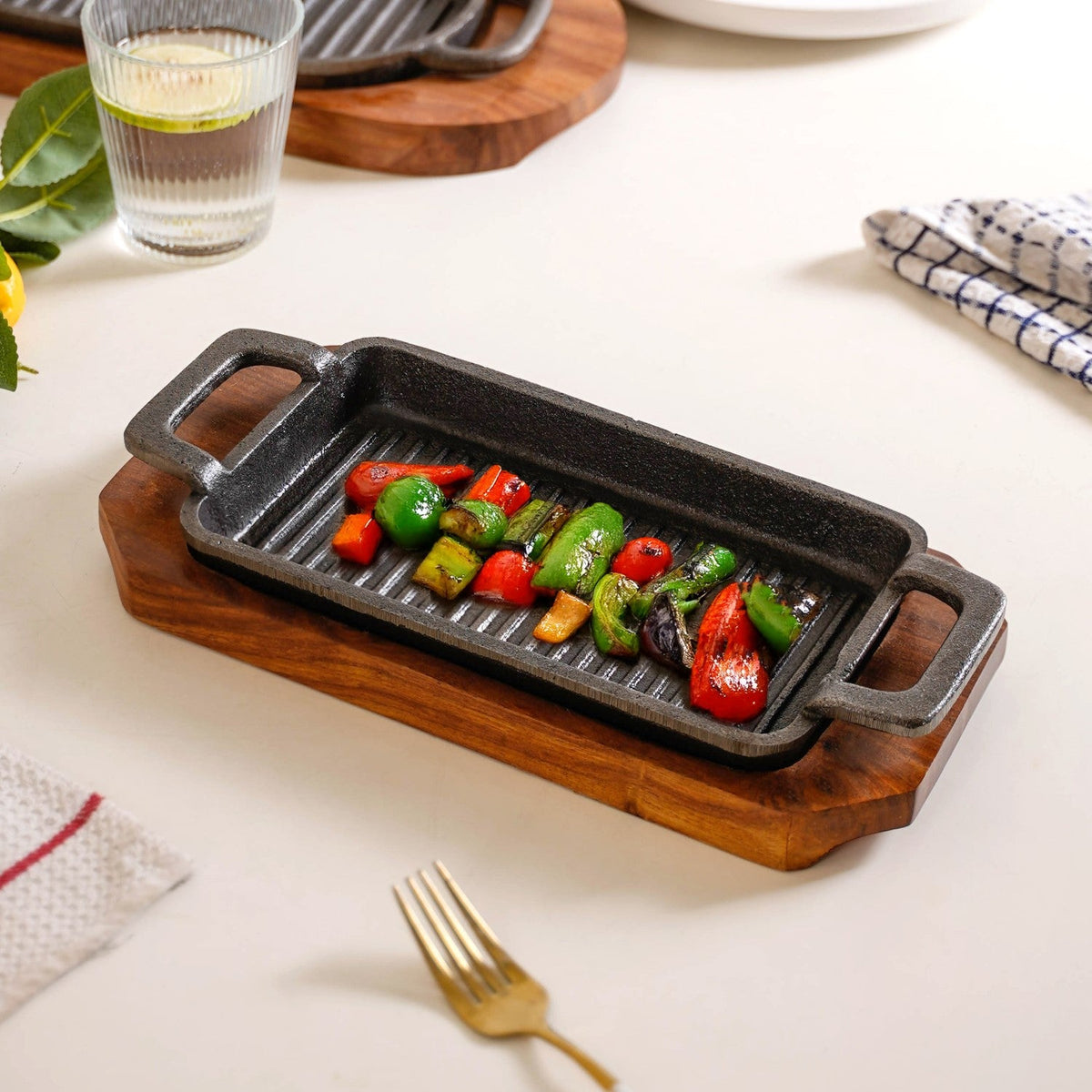 Sizzler Hotplate Grill With Wooden Tray Nestasia