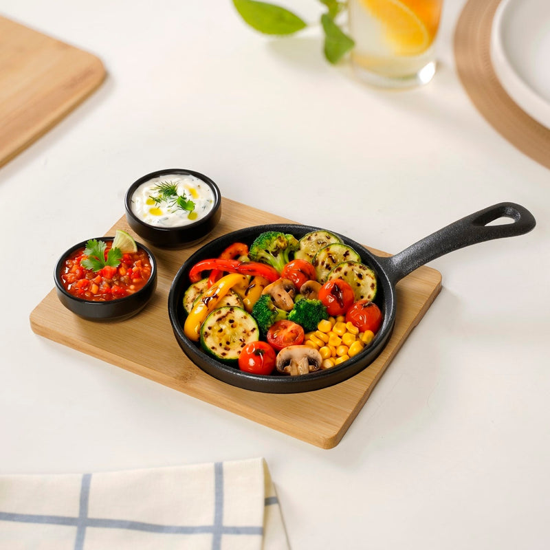 Matte Black Sizzler Pan Dip Bowl Tray Set Of 4 Nestasia