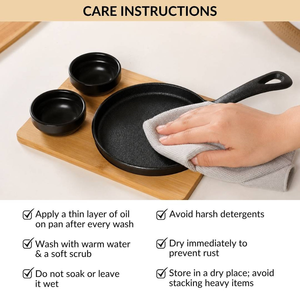 Matte Black Sizzler Pan Dip Bowl Tray Set Of 4 Nestasia