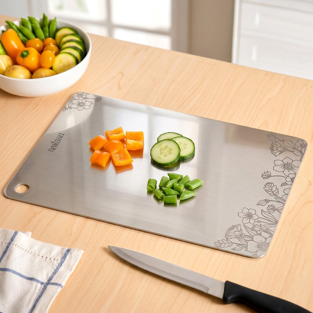 Engraved Stainless Steel Chopping Board 35x25cm Nestasia