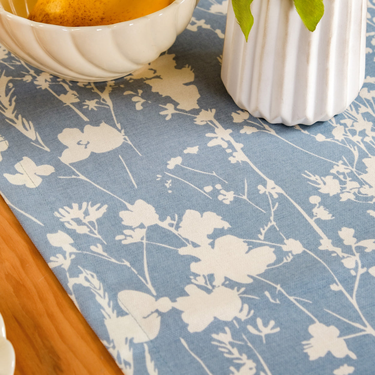 Slate Blue 6 Seater Pure Cotton Runner 185x35cm Nestasia