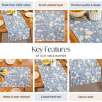 Slate Blue 6 Seater Pure Cotton Runner 185x35cm Nestasia