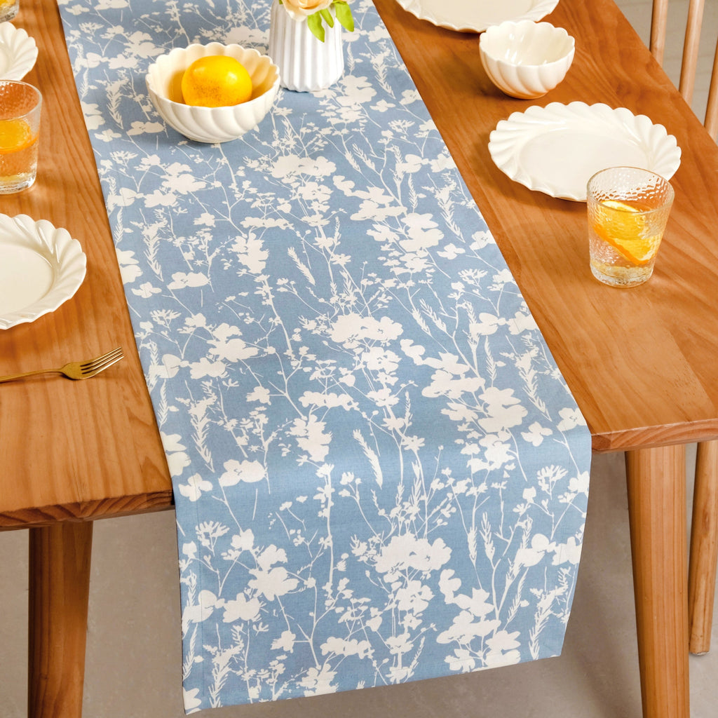 Slate Blue 8 Seater Pure Cotton Runner 264x35cm Nestasia