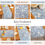 Slate Blue 8 Seater Pure Cotton Runner 264x35cm Nestasia
