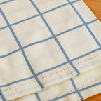Slate Blue Grid Pure Cotton Table Napkin Set Of 4 Nestasia