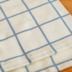 Slate Blue Grid Pure Cotton Table Napkin Set Of 6 Nestasia