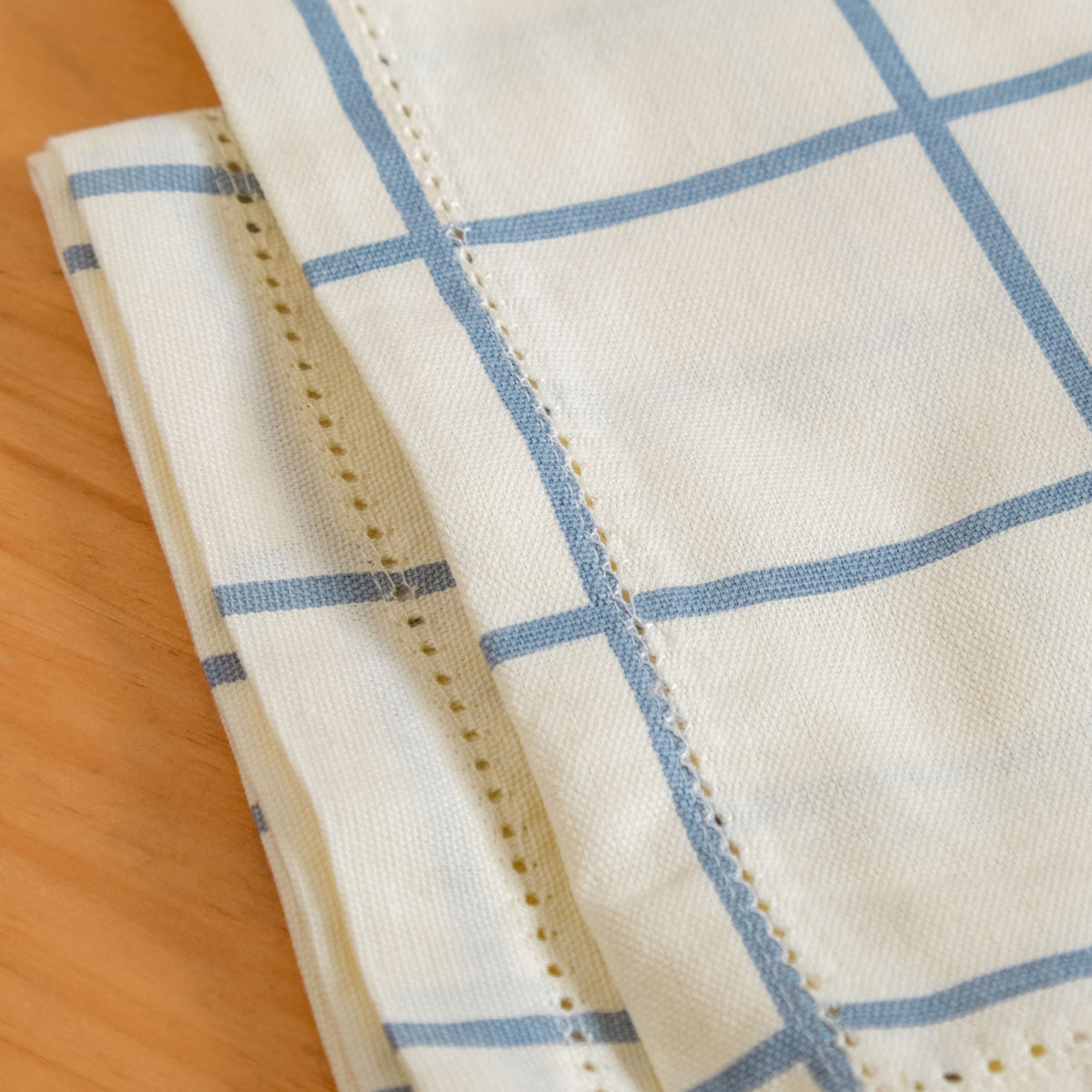 Slate Blue Grid Pure Cotton Table Napkin Set Of 6 Nestasia