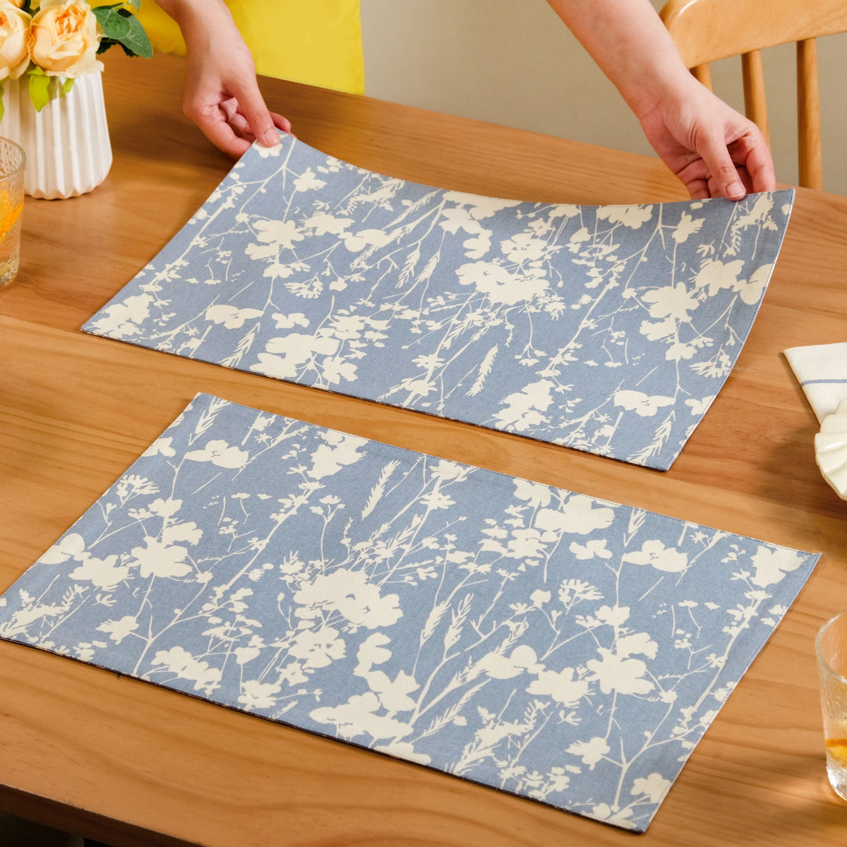 Slate Blue Cotton Placemat Set Of 6 Nestasia