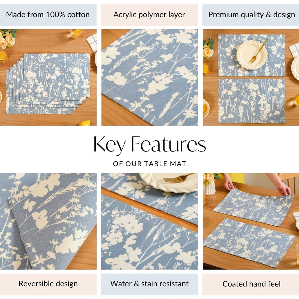 Slate Blue Cotton Placemat Set Of 6 Nestasia