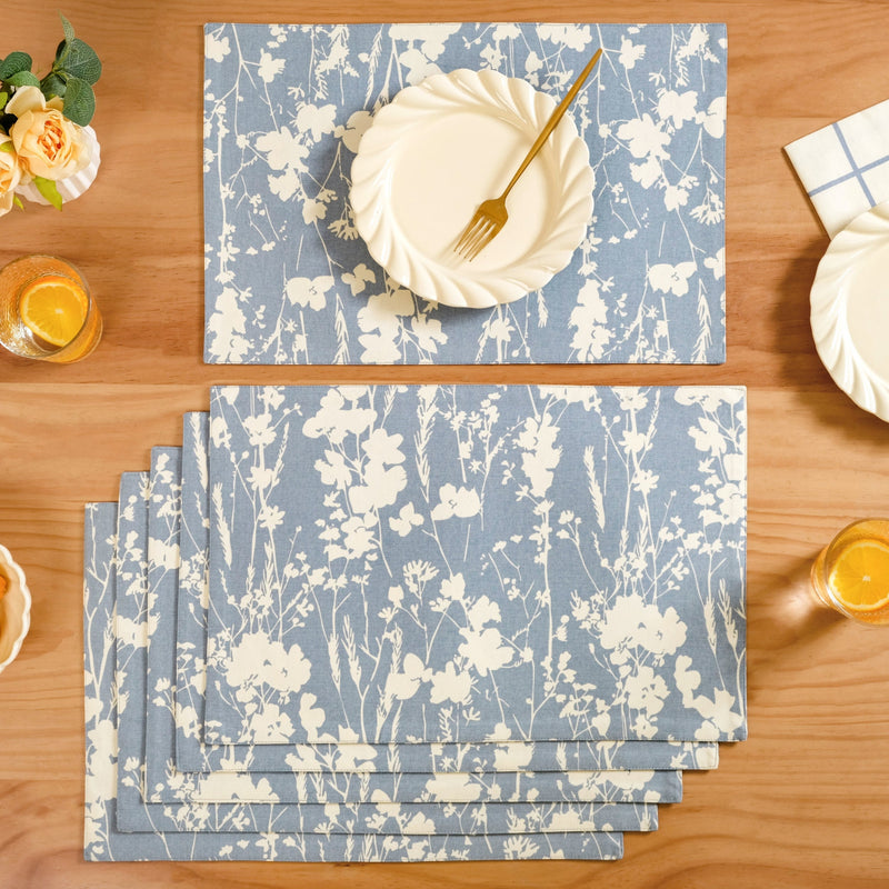 Slate Blue Cotton Placemat Set Of 6 Nestasia