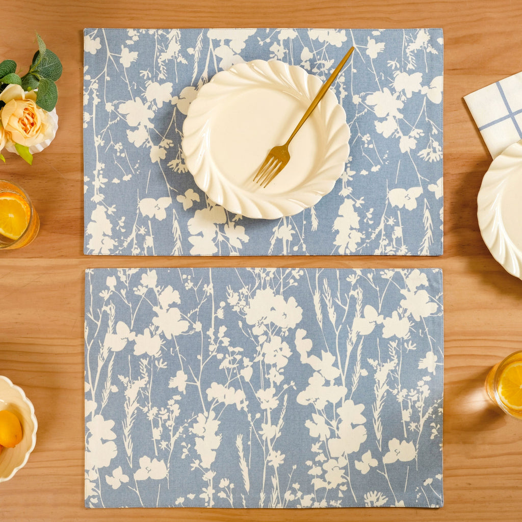 Slate Blue Cotton Placemat Set Of 6 Nestasia