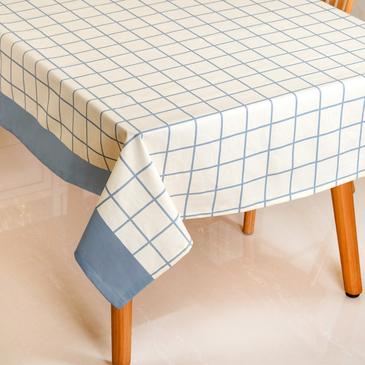 Slate Blue Pure Cotton Water Resistant 6 Seater Tablecloth 203x152cm Nestasia