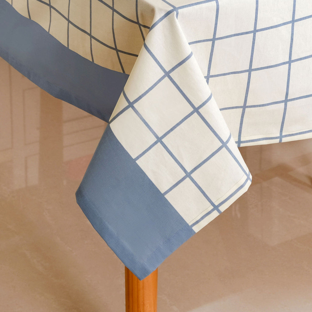Slate Blue Pure Cotton Water Resistant 6 Seater Tablecloth 203x152cm Nestasia