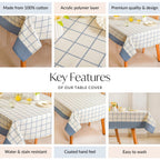 Slate Blue Pure Cotton Water Resistant 6 Seater Tablecloth 203x152cm Nestasia