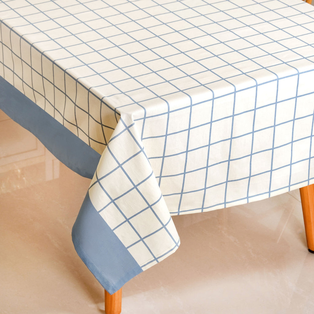 Slate Blue Pure Cotton 8 Seater Tablecloth 274x152cm Nestasia