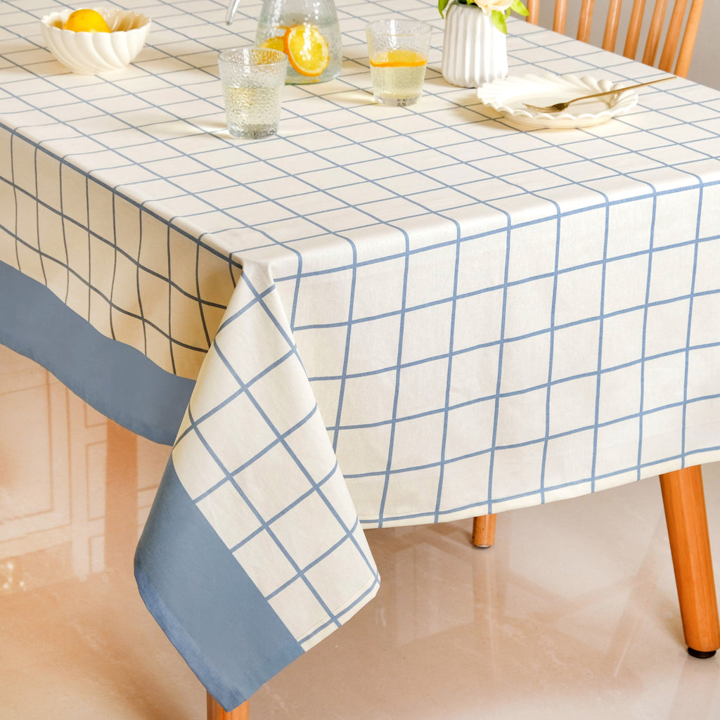 Slate Blue Pure Cotton 8 Seater Tablecloth 274x152cm Nestasia