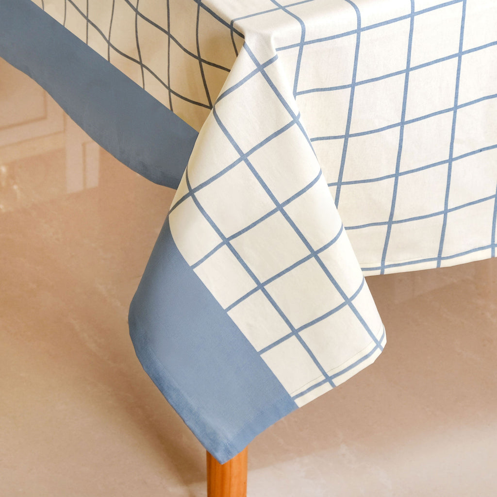 Slate Blue Pure Cotton 8 Seater Tablecloth 274x152cm Nestasia