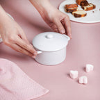 Mini Ceramic Casserole Dish With Lid White Set Of 2 Nestasia