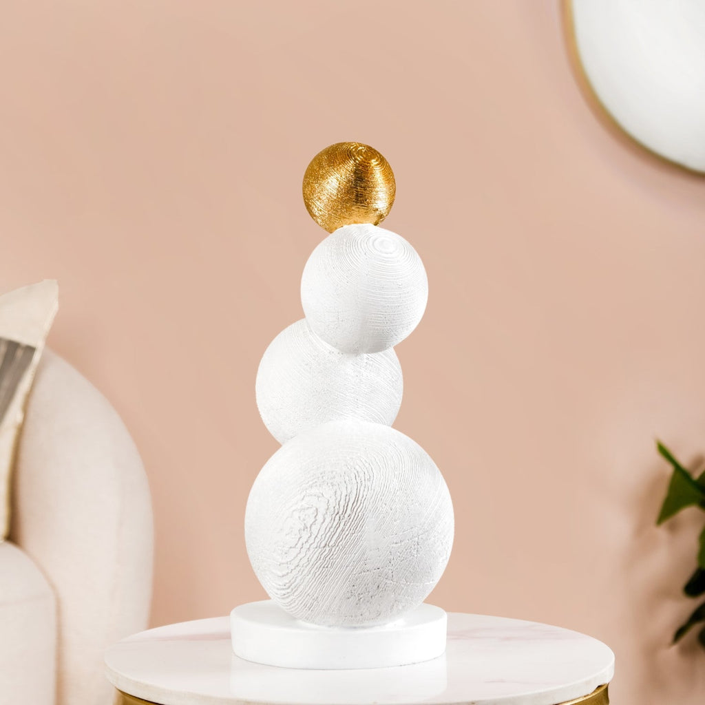 Modern Spheres Sculpture White And Gold Nestasia