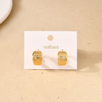 Sleek Textured Gold Hoop Earrings Nestasia