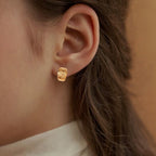 Sleek Textured Gold Hoop Earrings Nestasia