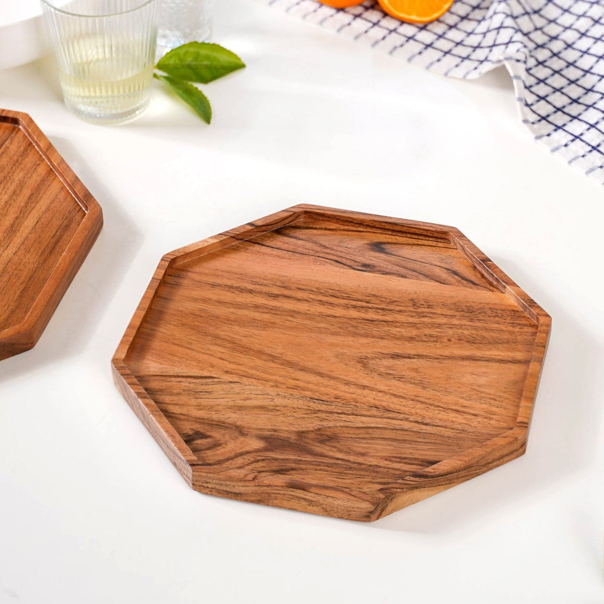 Small Octagon Wooden Serving Platter Nestasia