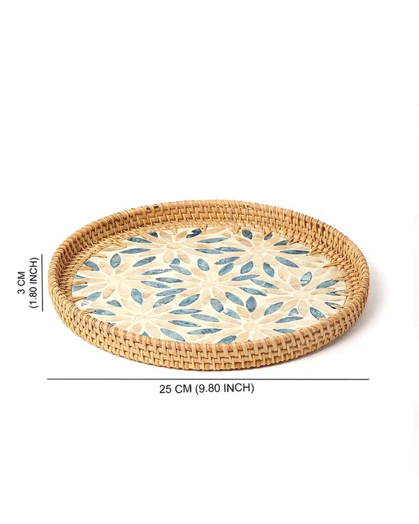 Rattan Tea Tray and Serving Tray Set for Table Use