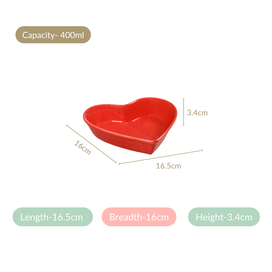 Red Heart Ceramic Plate For Starters Set Of 6 Nestasia