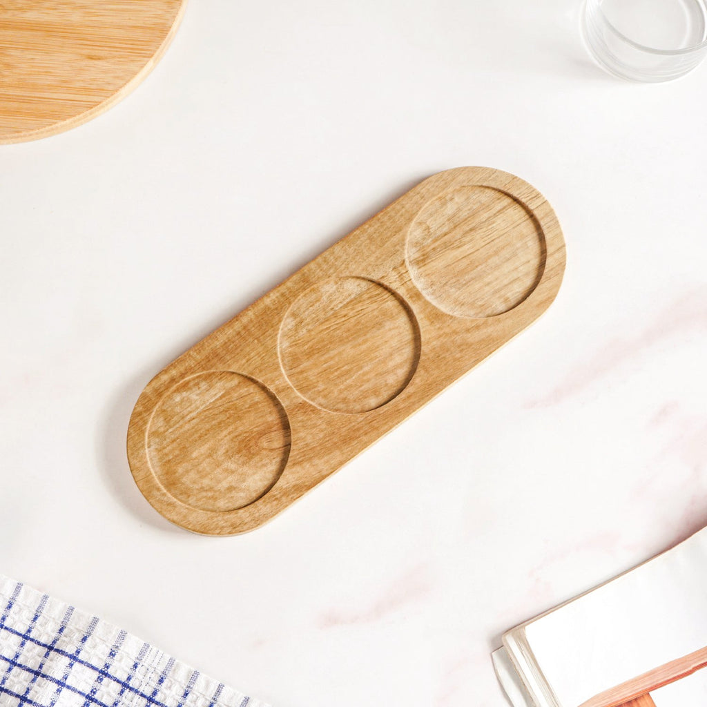 Snack Bowls Set Of 3 With Acacia Wood Tray Nestasia