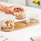 Snack Bowls Set Of 3 With Acacia Wood Tray Nestasia