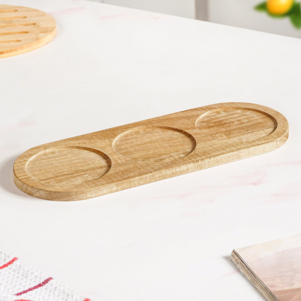 Snack Bowls Set Of 3 With Acacia Wood Tray Nestasia