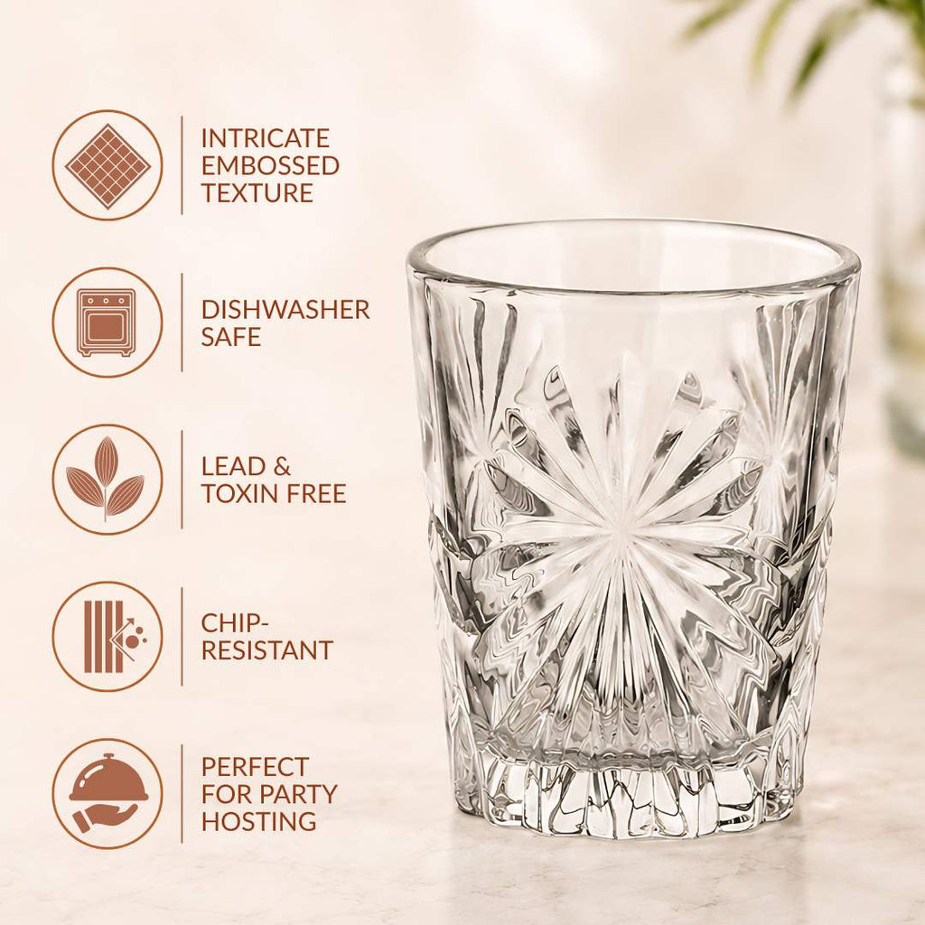 Snowflake Embossed Shot Glass Set Of 12 55ml Nestasia