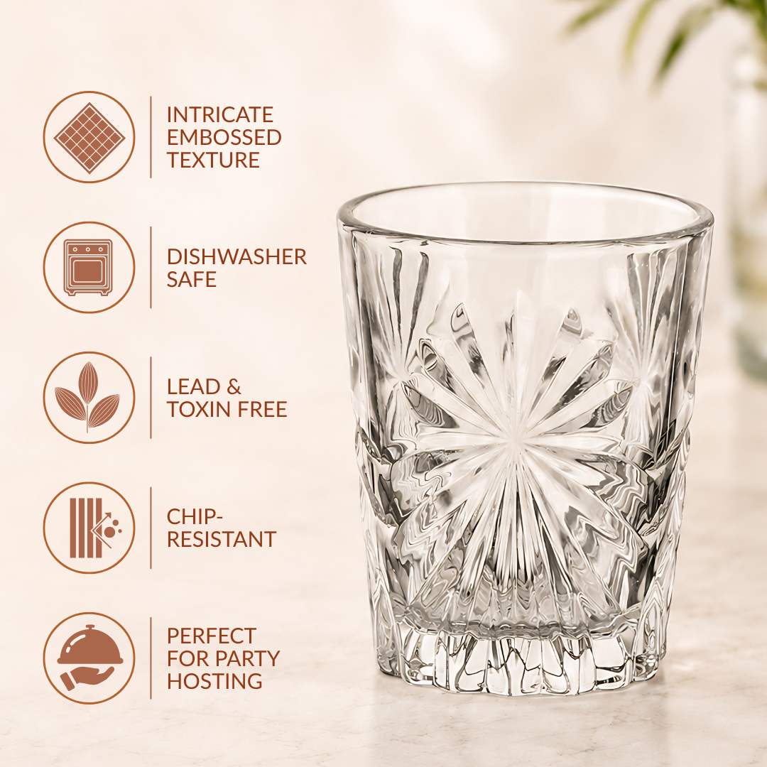 Snowflake Embossed Shot Glass Set Of 12 55ml Nestasia