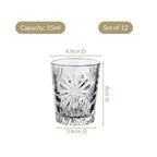 Snowflake Embossed Shot Glass Set Of 12 55ml Nestasia
