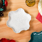 Set Of 3 Snowflake Ceramic Snack Plates Nestasia
