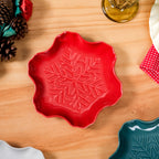 Set Of 3 Snowflake Ceramic Snack Plates Nestasia
