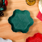 Set Of 3 Snowflake Ceramic Snack Plates Nestasia