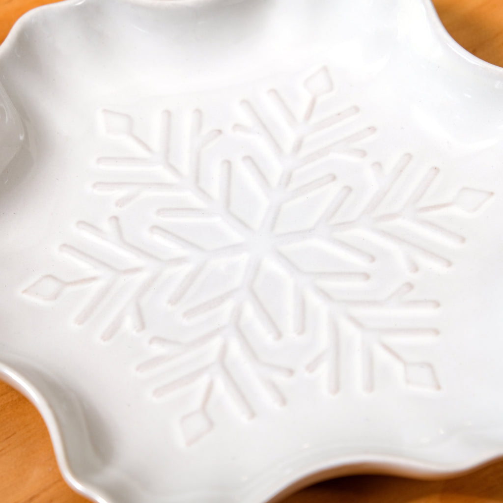 Set Of 3 Snowflake Ceramic Snack Plates Nestasia